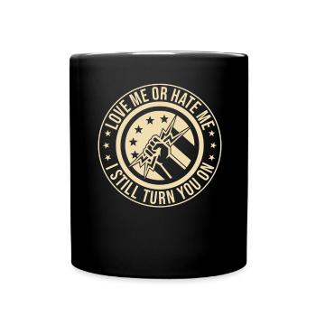 Drôle d’électricien haute tension disant électricité - Mug uni - noir - Devant