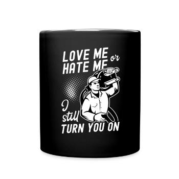 Drôle d’électricien haute tension disant électricité - Mug uni - noir - Devant