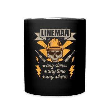 Drôle d’électricien haute tension disant électricité - Mug uni - noir - Devant