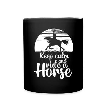 Restez calme et montez à cheval - - Mug uni - noir - Devant