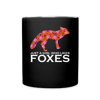 Fuchs mit Blumen - Tasse einfarbig - Schwarz - Vorne