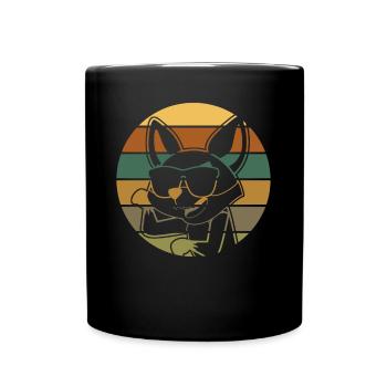Fuchs mit Sonnenbrille retro Füchse - Tasse einfarbig - Schwarz - Vorne