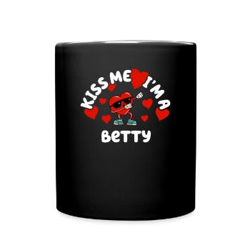 Küss mich - Valentins Tag Name Dabbing Herz Betty - Tasse einfarbig - Schwarz - Vorne