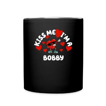 Küss mich - Valentins Tag Name Dabbing Herz Bobby - Tasse einfarbig - Schwarz - Vorne