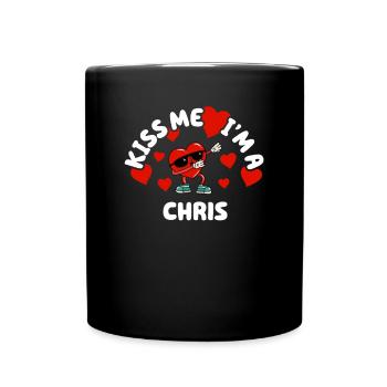 Küss mich - Valentins Tag Name Dabbing Herz Chris - Tasse einfarbig - Schwarz - Vorne