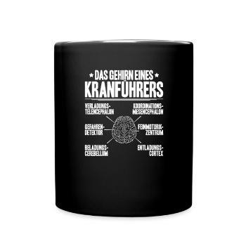 Kranführer Kranfahrer Kran Crane Operator - Tasse einfarbig - Schwarz - Vorne