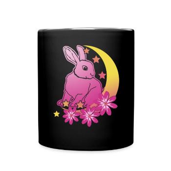 Rabbit Moon Stars Rabbit - Full Colour Mug - black - Front