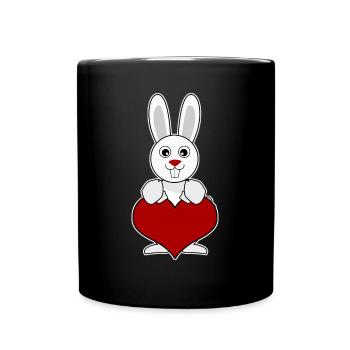 Rabbit Heart Rabbits - Full Colour Mug - black - Front
