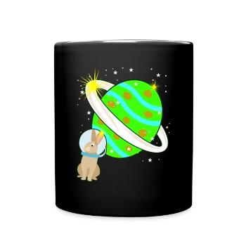 Rabbit Easter Easter Egg Space - Full Colour Mug - black - Front