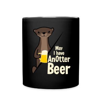 Otter with Anotter Beer - Full Colour Mug - black - Front