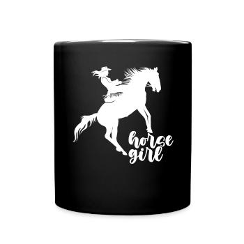 Fille de cheval - - Mug uni - noir - Devant