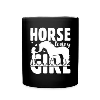 Fille aimant les chevaux - - Mug uni - noir - Devant