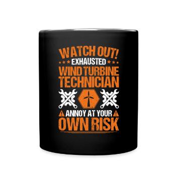 Service Technician Wind Turbines Wind Energy - Full Colour Mug - black - Front