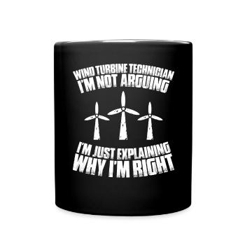 Service Technician Wind Turbines Wind Energy - Full Colour Mug - black - Front
