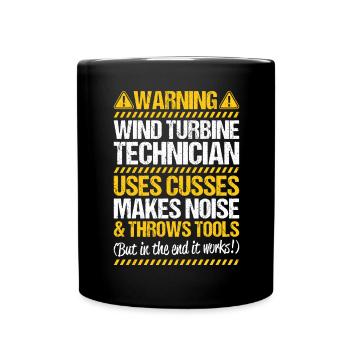 Service Technician Wind Turbines Wind Energy - Full Colour Mug - black - Front