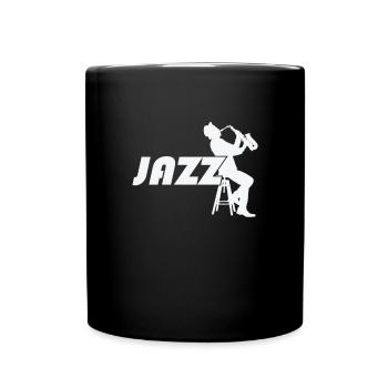 Jazz with saxophone on a bar stool - Full Colour Mug - black - Front