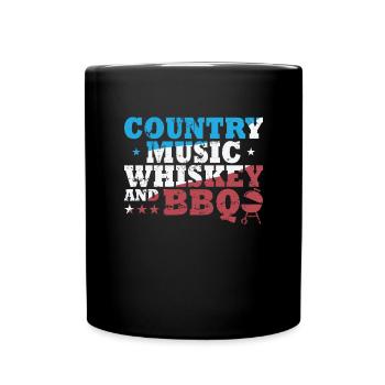 Country Music, Whiskey and BBQ USA Cowboys - Tasse einfarbig - Schwarz - Vorne