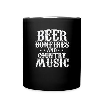 Beer, Bonfires and Country Music USA Amerika - Tasse einfarbig - Schwarz - Vorne