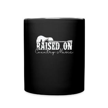 Raised on Country Music USA Amerika Cowboys - Tasse einfarbig - Schwarz - Vorne
