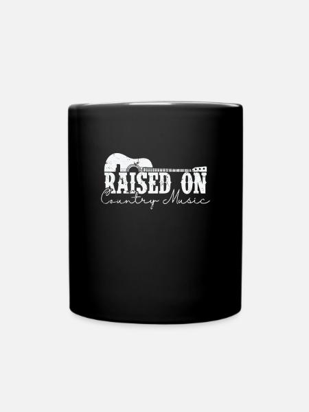 Raised on Country Music USA Amerika Cowboys - Tasse einfarbig - Schwarz
