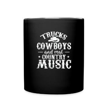 Trucks, Cowboys and real Country Music USA - Tasse einfarbig - Schwarz - Vorne