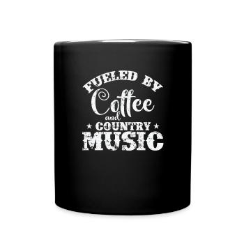Fueled by Coffee and Country Music USA - Tasse einfarbig - Schwarz - Vorne