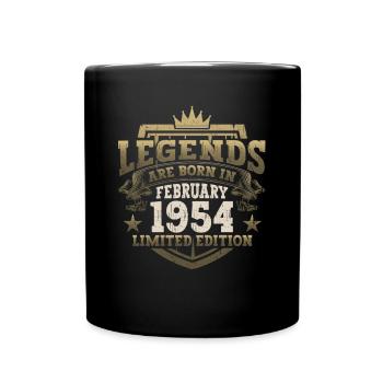 Februar Jahrgang 1954 69. Geburtstag Geschenk Mann - Tasse einfarbig - Schwarz - Vorne