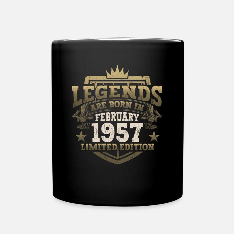 Februar Jahrgang 1957 66. Geburtstag Geschenk Mann - Tasse einfarbig - Schwarz
