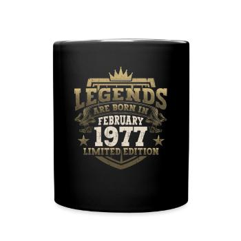 February born 1977 46th birthday gift man - Full Colour Mug - black - Front