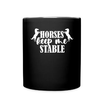 Les chevaux me gardent dans l’écurie 1 - - Mug uni - noir - Devant