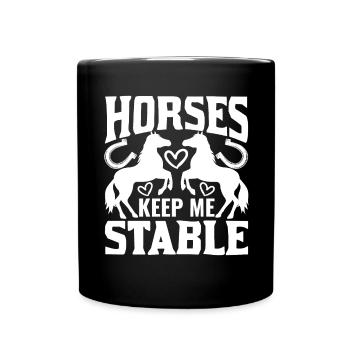 Les chevaux me gardent dans l’écurie 2 - - Mug uni - noir - Devant
