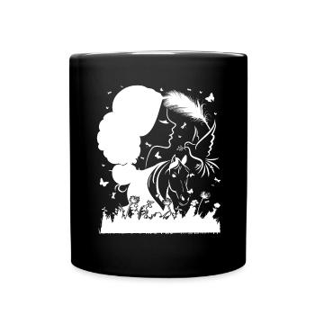 Fille Cheval - - Mug uni - noir - Devant