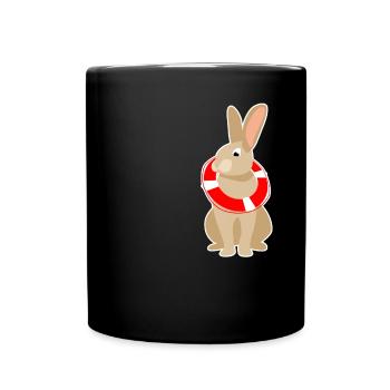 Rabbit with lifebuoy - Full Colour Mug - black - Front