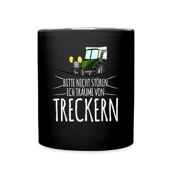 Traktor Schlafen Müde Träumen Trecker - Tasse einfarbig - Schwarz - Vorne