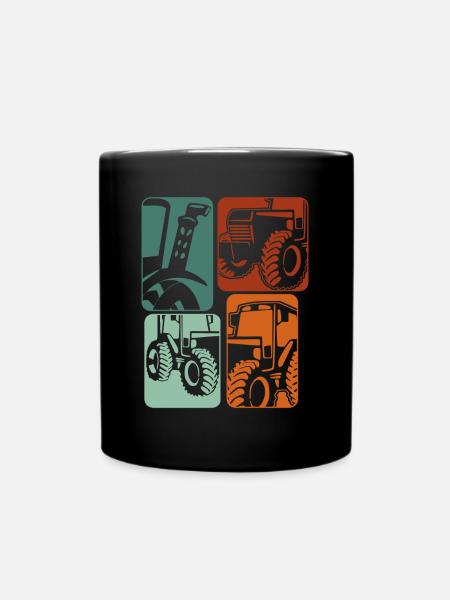 Traktor Retro Treckerfahrer Trecker - Tasse einfarbig - Schwarz