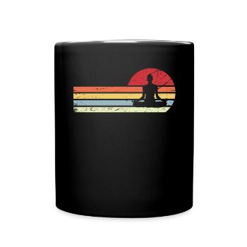 Sonne und Retro-Linien - Yoga - - Tasse einfarbig - Schwarz - Vorne