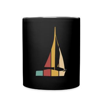 Segeln Segler Retro Segelboot - Tasse einfarbig - Schwarz - Vorne