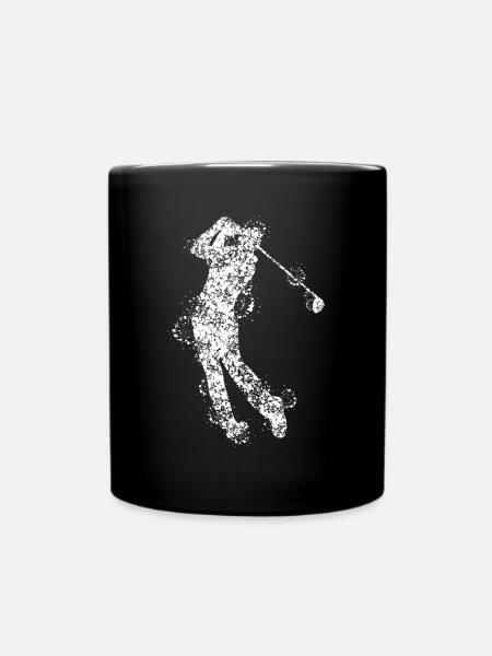 Golf Abschlag Golfspieler Golfer - Tasse einfarbig - Schwarz