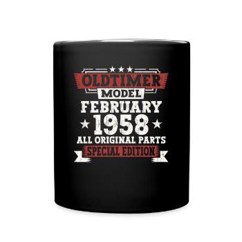 65e anniversaire Février Né 1958 Cadeau - Mug uni - noir - Devant