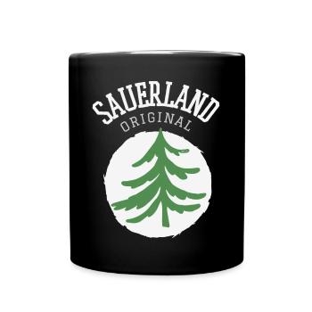 Sauerland Original | Dorfkind Wandern Wintersport - Tasse einfarbig - Schwarz - Vorne