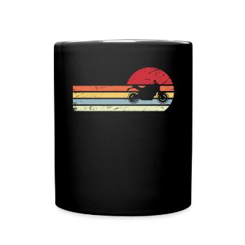 Sonne und Retro-Linien - Motorrad - - Tasse einfarbig - Schwarz - Vorne