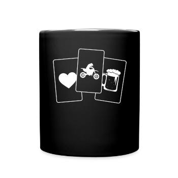 Herz - Bier - Kerl Motorrad - - Tasse einfarbig - Schwarz - Vorne