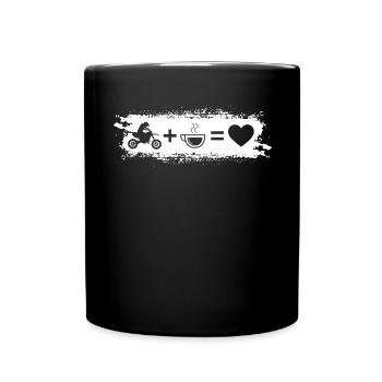 Grunge-Rechteck - Herz - Kaffee - Kerl Motorrad - - Tasse einfarbig - Schwarz - Vorne
