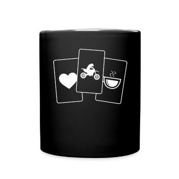 Herz - Kaffee - Kerl Motorrad - - Tasse einfarbig - Schwarz - Vorne