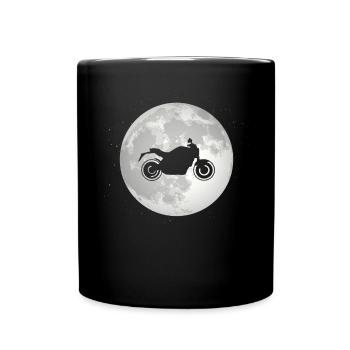 Vollmond - Motorrad - - Tasse einfarbig - Schwarz - Vorne