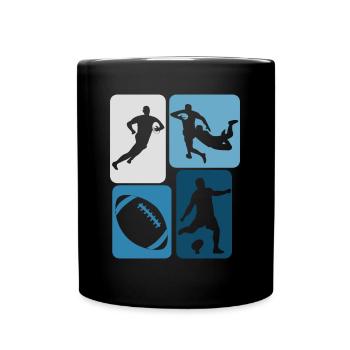 Rugby retro rugby ball - Full Colour Mug - black - Front