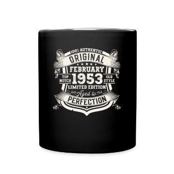 Februar Jahrgang 1953 70. Geburtstag Geschenk Mann - Tasse einfarbig - Schwarz - Vorne