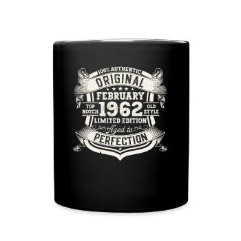 February born 1962 61st birthday gift man - Full Colour Mug - black - Front