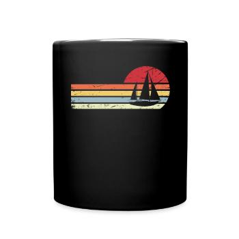 Sun and Retro Lines - Sailing - - Full Colour Mug - black - Front