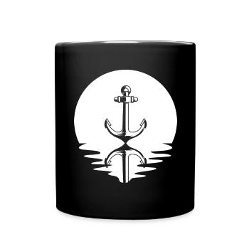 Kreis und Reflexion - Anker - - Tasse einfarbig - Schwarz - Vorne